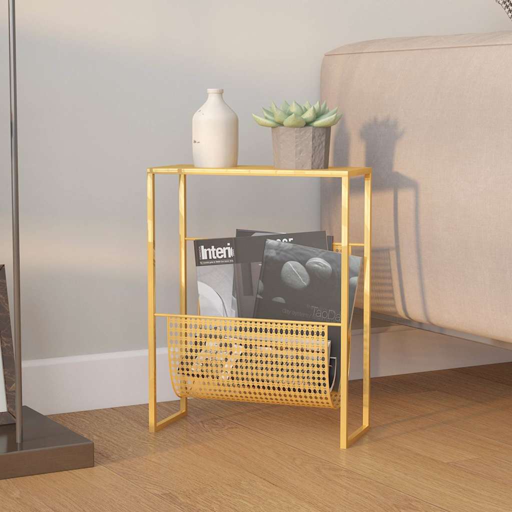 vidaXL Magazine Rack | Gold | Steel | Medium | Storage | Magazine Rack 1