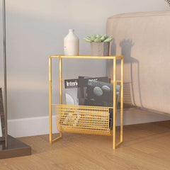 vidaXL Magazine Rack | Gold | Steel | Medium | Storage | Magazine Rack 1