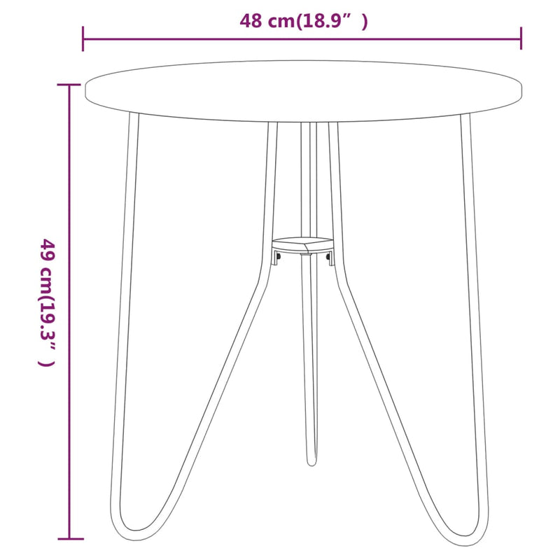 Tea Table Black 48 cm MDF and Iron