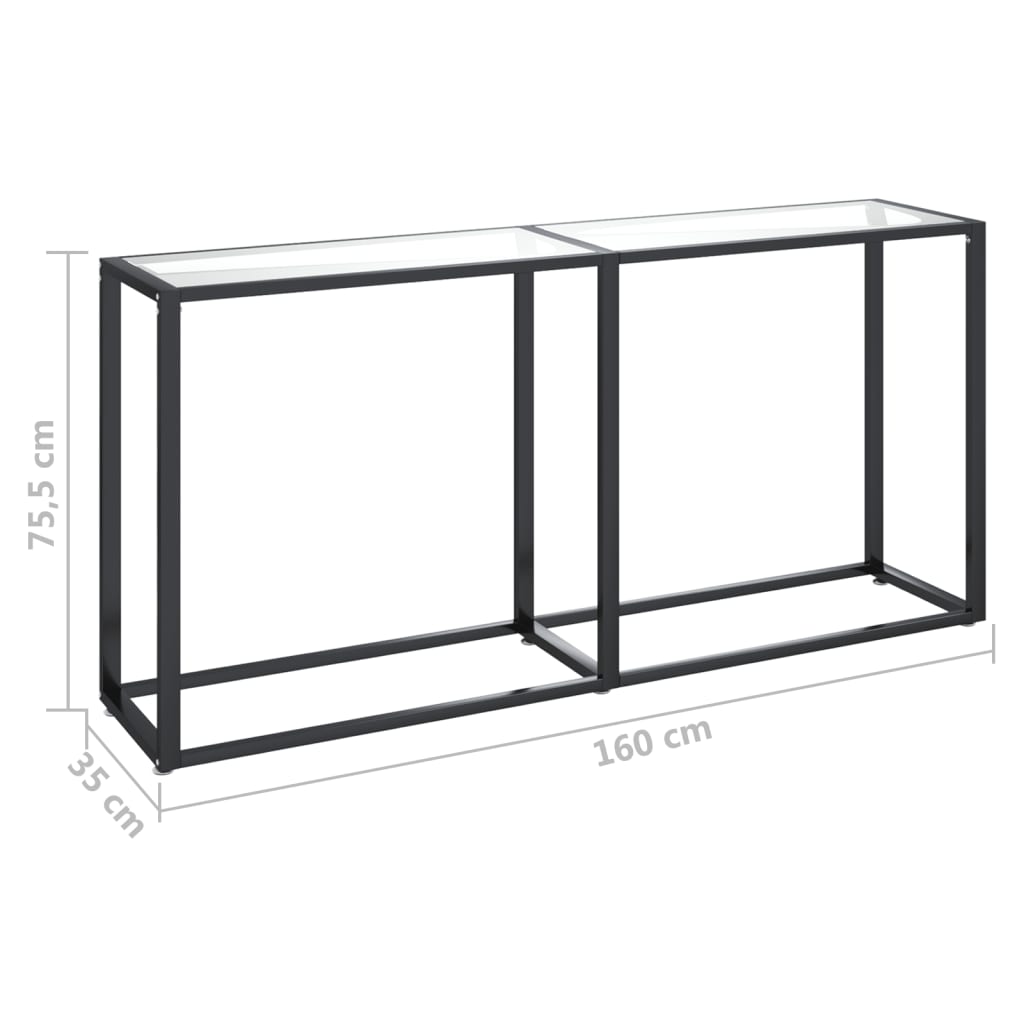 vidaXL Console Table | Transparent | Tempered glass, powder-coated steel 6