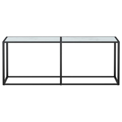 Console Table White Marble 200x35x75.5cm Tempered Glass