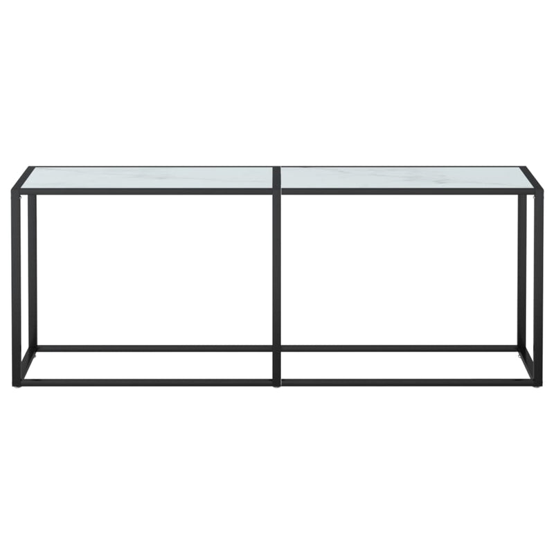 Console Table White Marble 200x35x75.5cm Tempered Glass