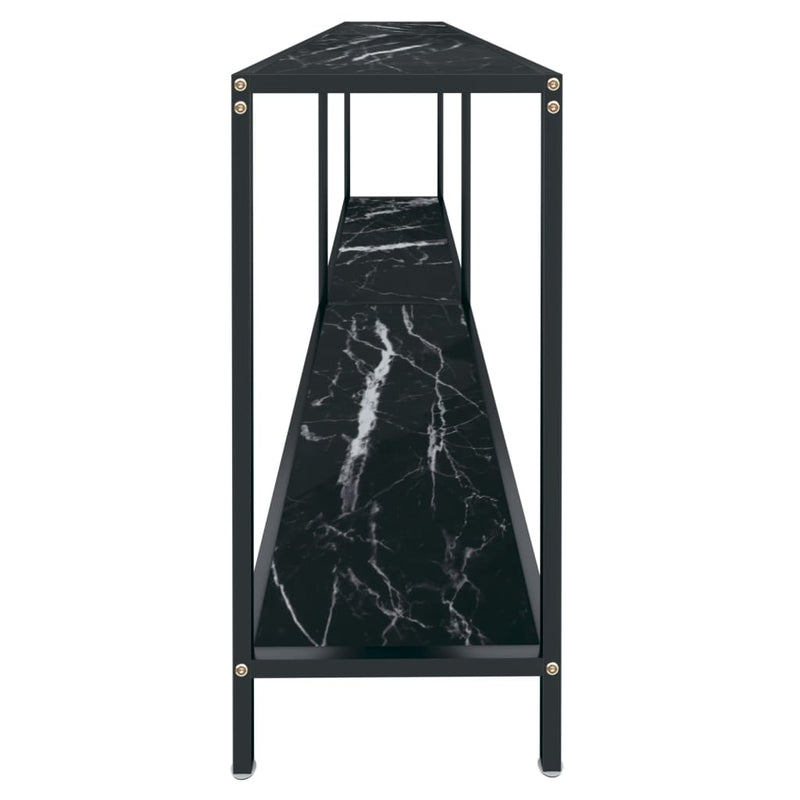 Console Table Black 220x35x75.5 cm Tempered Glass