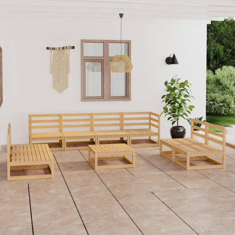 9 Piece Garden Lounge Set Solid Pinewood