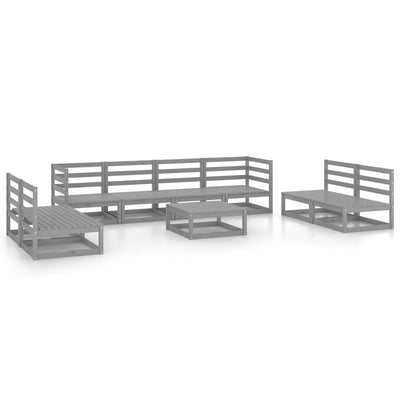 9 Piece Garden Lounge Set Grey Solid Pinewood