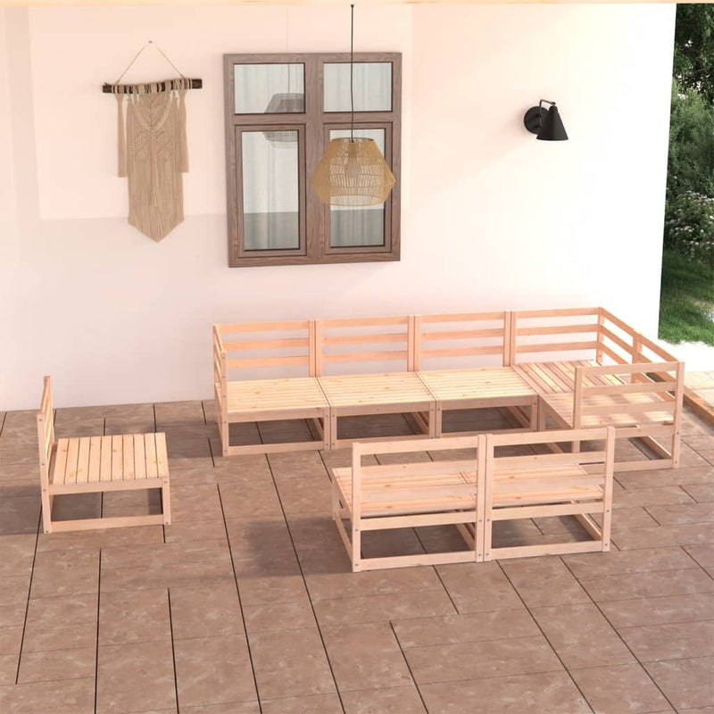 8 Piece Garden Lounge Set Solid Pinewood