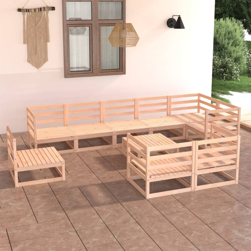 10 Piece Garden Lounge Set Solid Pinewood