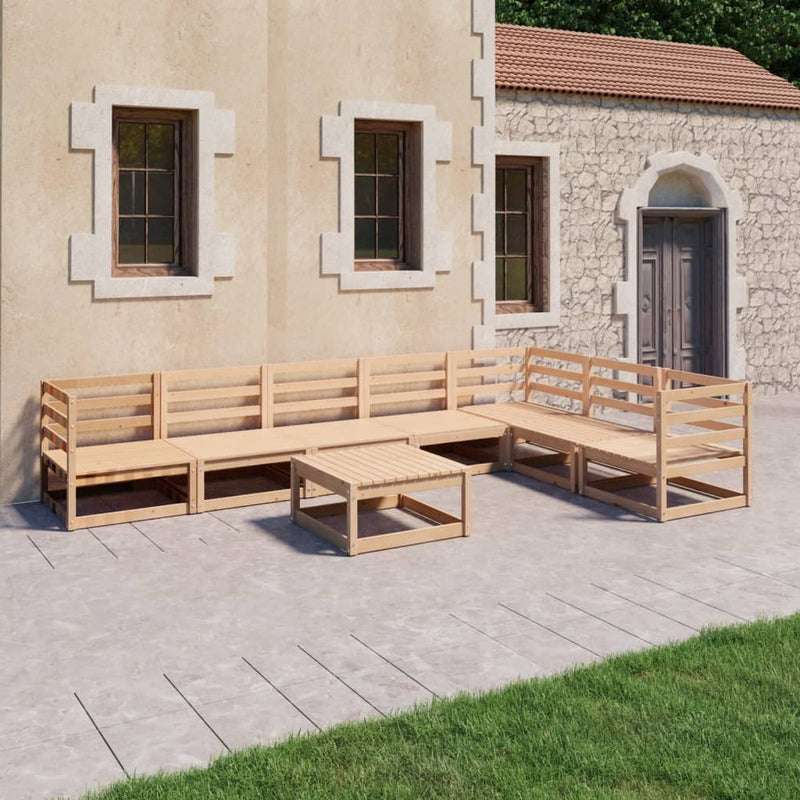 8 Piece Garden Lounge Set Solid Pinewood