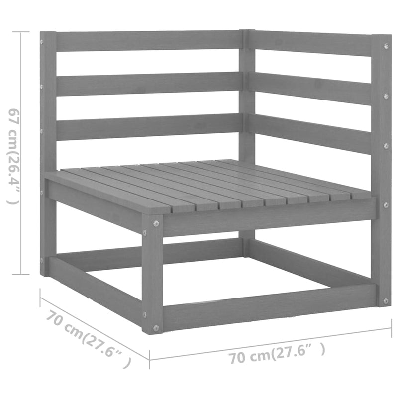 8 Piece Garden Lounge Set Grey Solid Pinewood