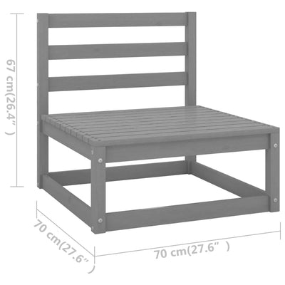 9 Piece Garden Lounge Set Grey Solid Pinewood