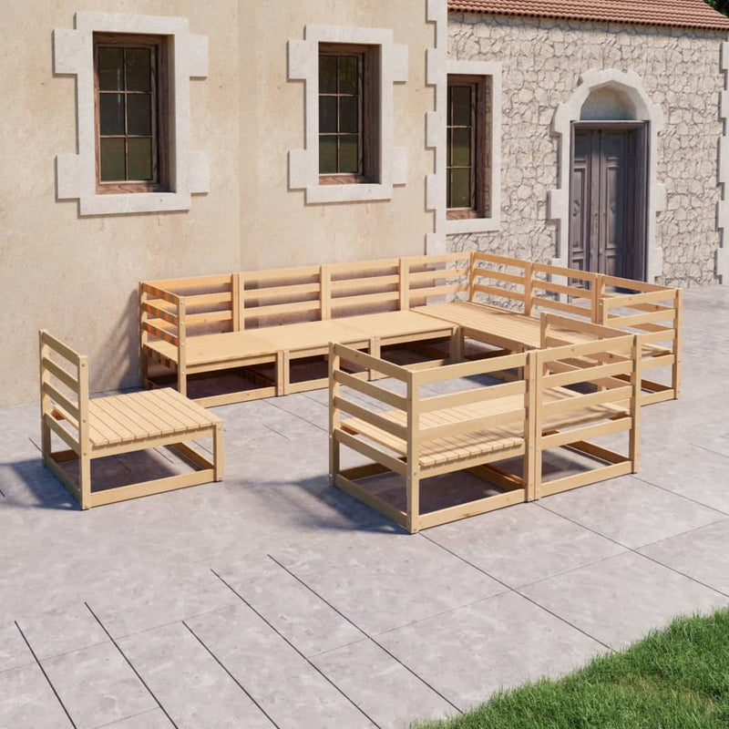 9 Piece Garden Lounge Set Solid Pinewood