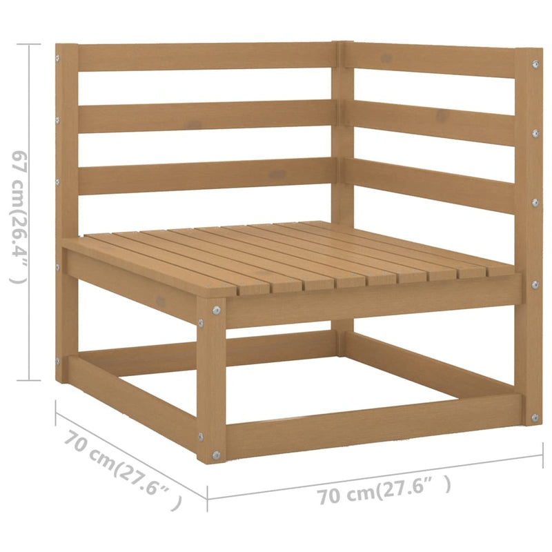 Conjunto de salón de jardín de 12 piezas de madera maciza de pino color marrón miel