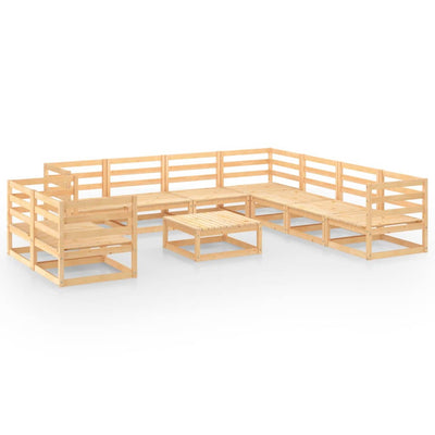 10 Piece Garden Lounge Set Solid Wood Pine