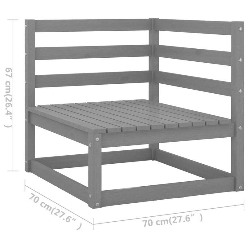 10 Piece Garden Lounge Set Grey Solid Pinewood