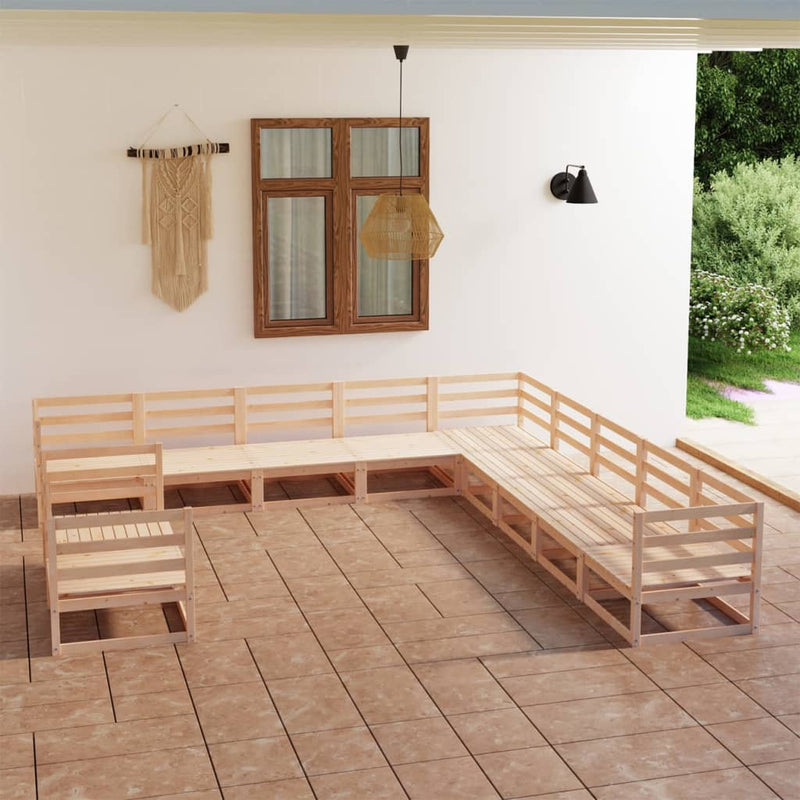 Conjunto de salón de jardín de 11 piezas de madera maciza de pino