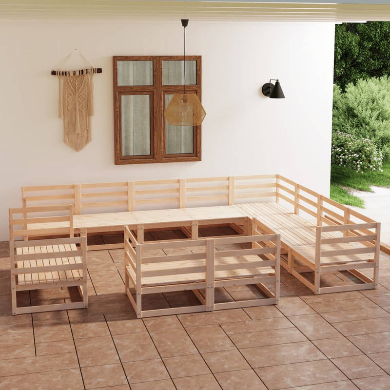 12 Piece Garden Lounge Set Solid Wood Pine