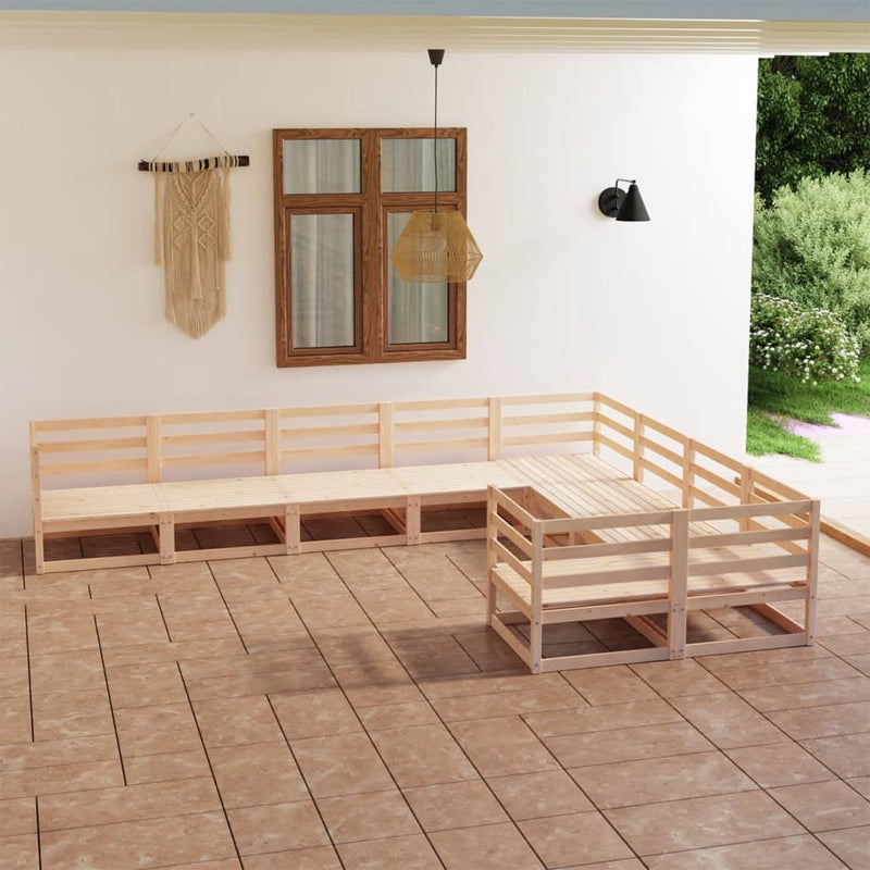 9 Piece Garden Lounge Set Solid Pinewood