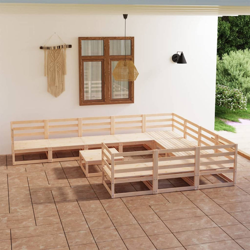 11 Piece Garden Lounge Set Solid Pinewood