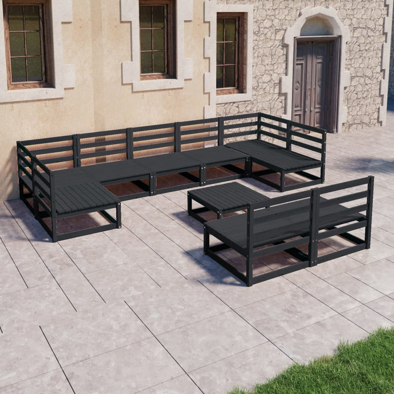 10 Piece Garden Lounge Set Solid Pinewood