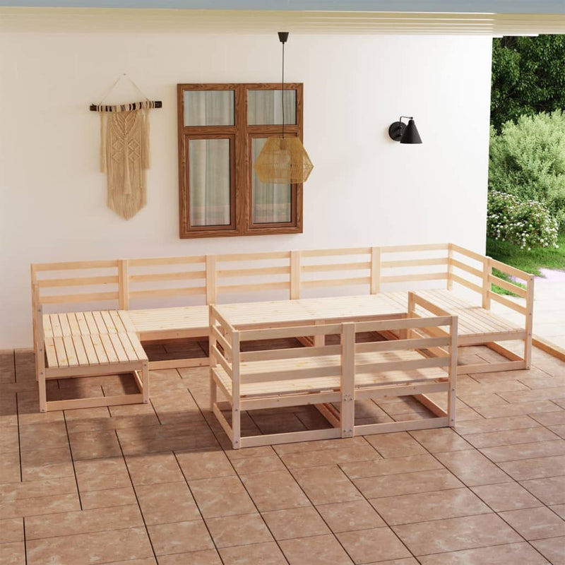 9 Piece Garden Lounge Set Solid Pinewood