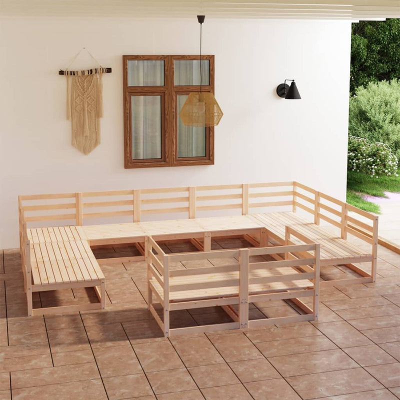 11 Piece Garden Lounge Set Solid Pinewood