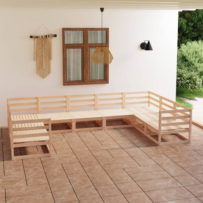 9 Piece Garden Lounge Set Solid Wood Pine