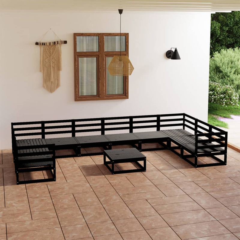 Conjunto de salón de jardín de 11 piezas de madera maciza de pino