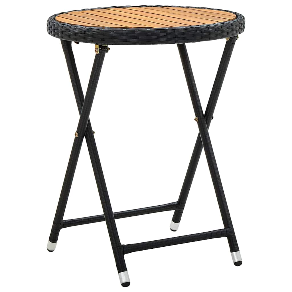 vidaXL Tea Table | Black | PE Rattan | Small | Foldable | Tea Table | Round 1