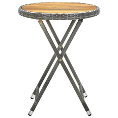vidaXL Tea Table Grey 60 cm Poly Rattan and Solid Acacia Wood 2