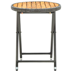 vidaXL Tea Table Grey 60 cm Poly Rattan and Solid Acacia Wood 3