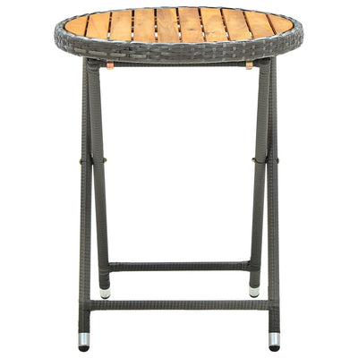 Tea Table Grey 60 cm Poly Rattan and Solid Acacia Wood