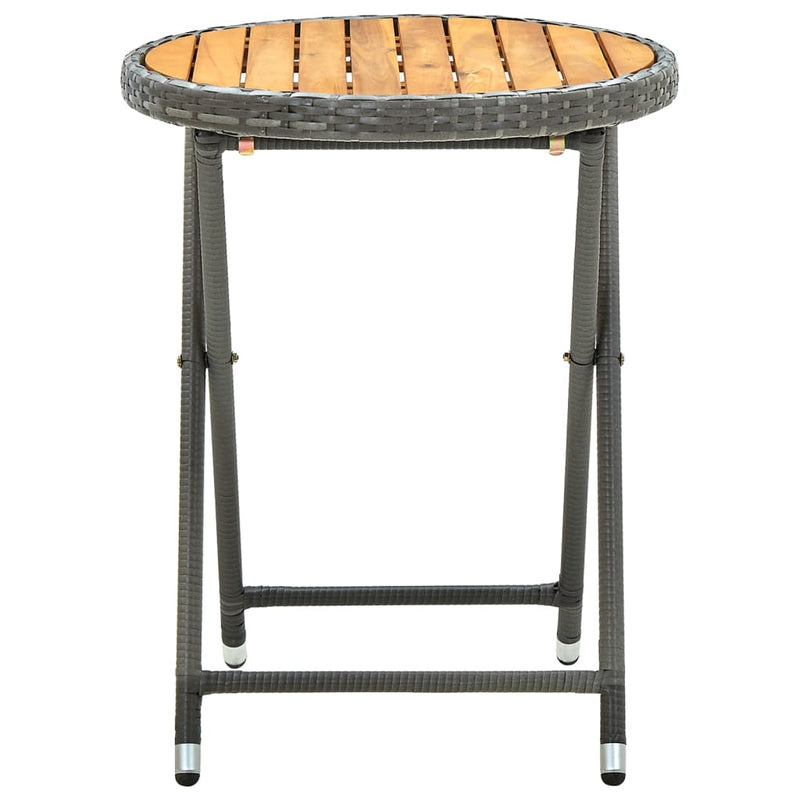 Tea Table Grey 60 cm Poly Rattan and Solid Acacia Wood