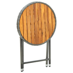 vidaXL Tea Table Grey 60 cm Poly Rattan and Solid Acacia Wood 5