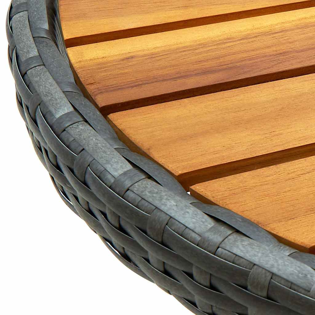 vidaXL Tea Table Grey 60 cm Poly Rattan and Solid Acacia Wood 6