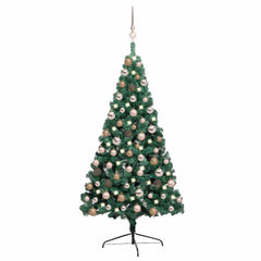 vidaXL Artificial Half Pre-lit Christmas Tree with Ball Set Green 120 cm 1