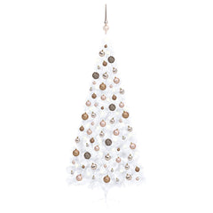 vidaXL Artificial Half Pre-lit Christmas Tree with Ball Set White 240 cm 1