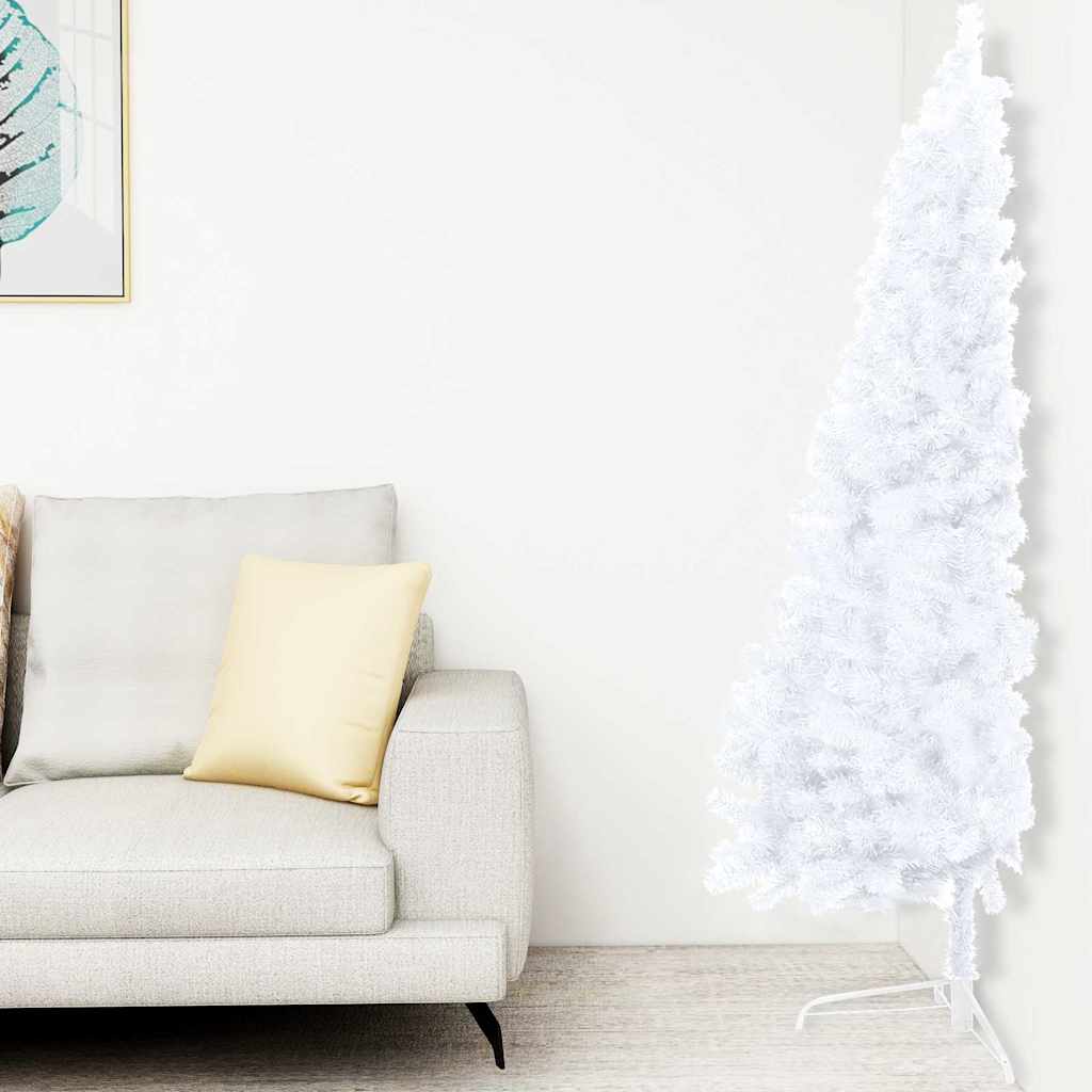 vidaXL Artificial Half Pre-lit Christmas Tree with Ball Set White 240 cm 2