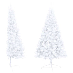 vidaXL Artificial Half Pre-lit Christmas Tree with Ball Set White 240 cm 3