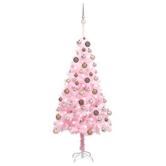 vidaXL Artificial Pre-lit Christmas Tree with Ball Set Pink 150 cm PVC 1