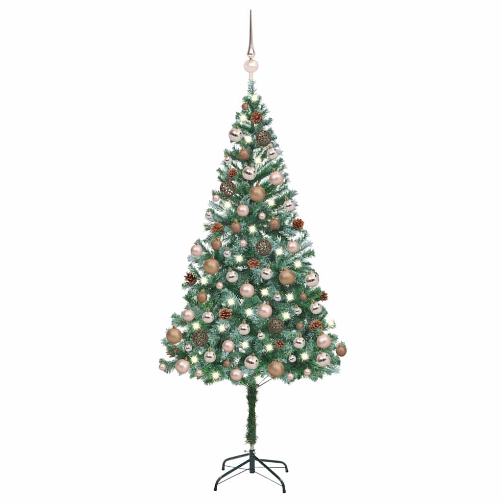 vidaXL Artificial Pre-lit Christmas Tree with Ball Set Pinecones 180 cm 1