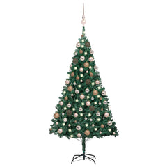 vidaXL Artificial Pre-lit Christmas Tree with Ball Set Green 150 cm PVC 1