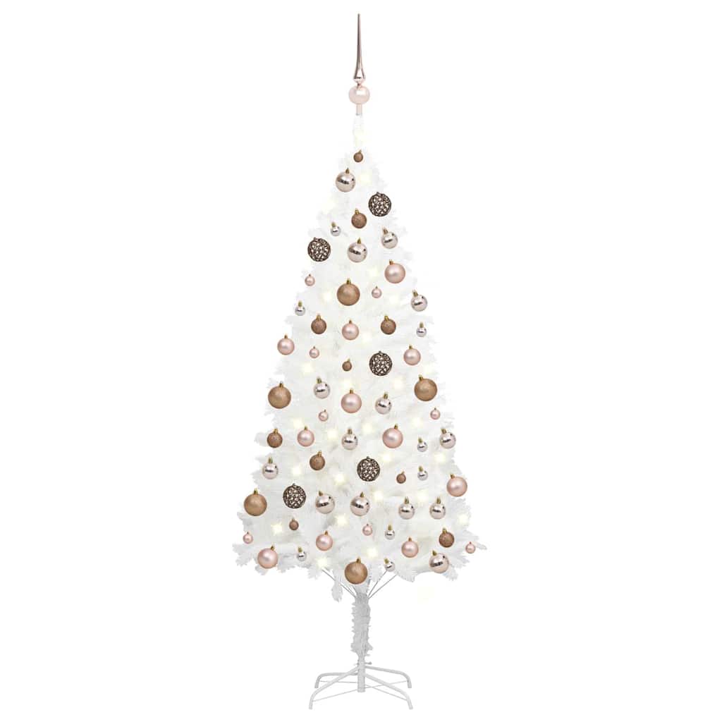 Artificial Pre-lit Christmas Tree with Ball Set White 65 cm Rose 120 cm 75 cm