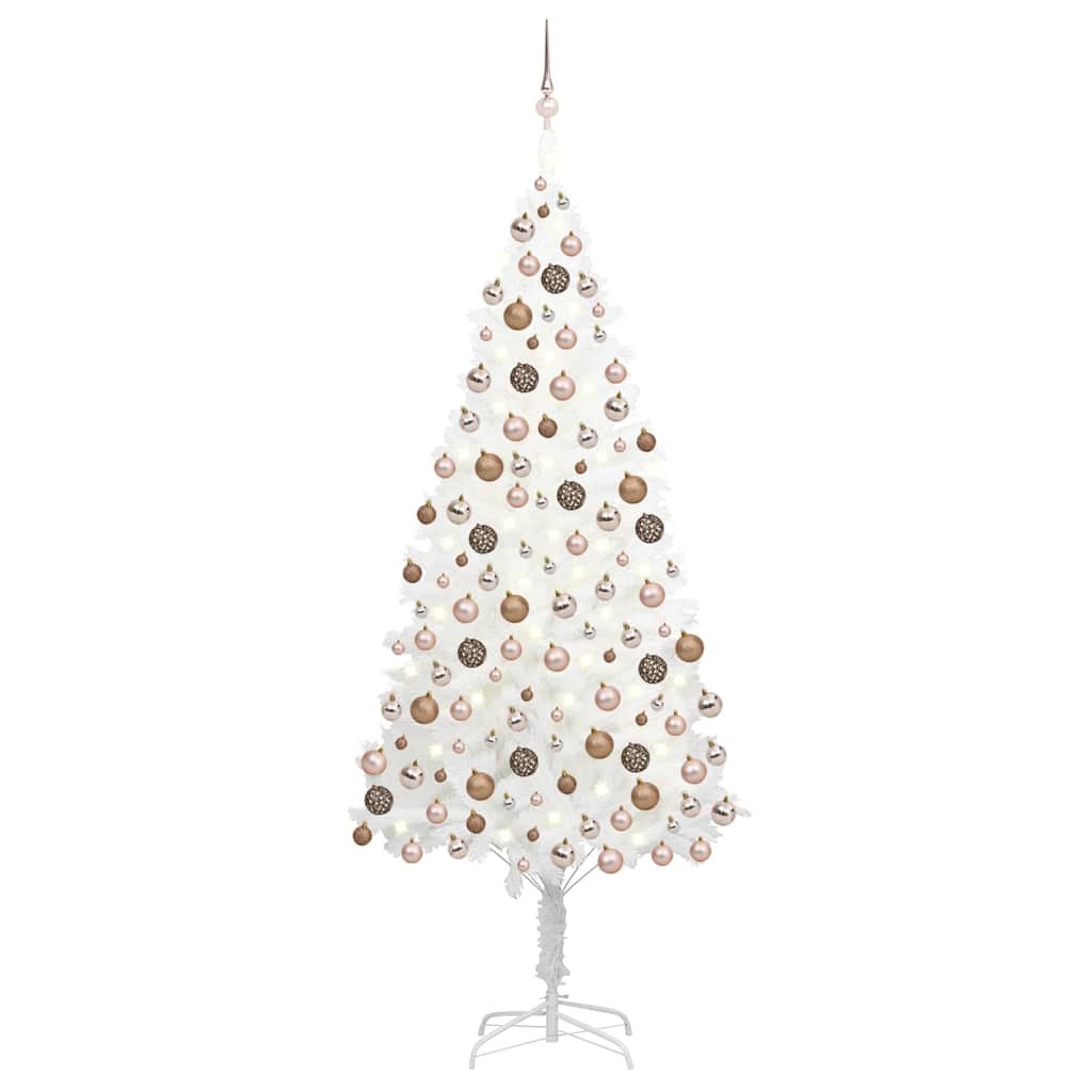 Artificial Pre-lit Christmas Tree with Ball Set White 65 cm Rose 210 cm 105 cm