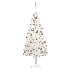Artificial Pre-lit Christmas Tree with Ball Set White 65 cm Rose 210 cm 105 cm