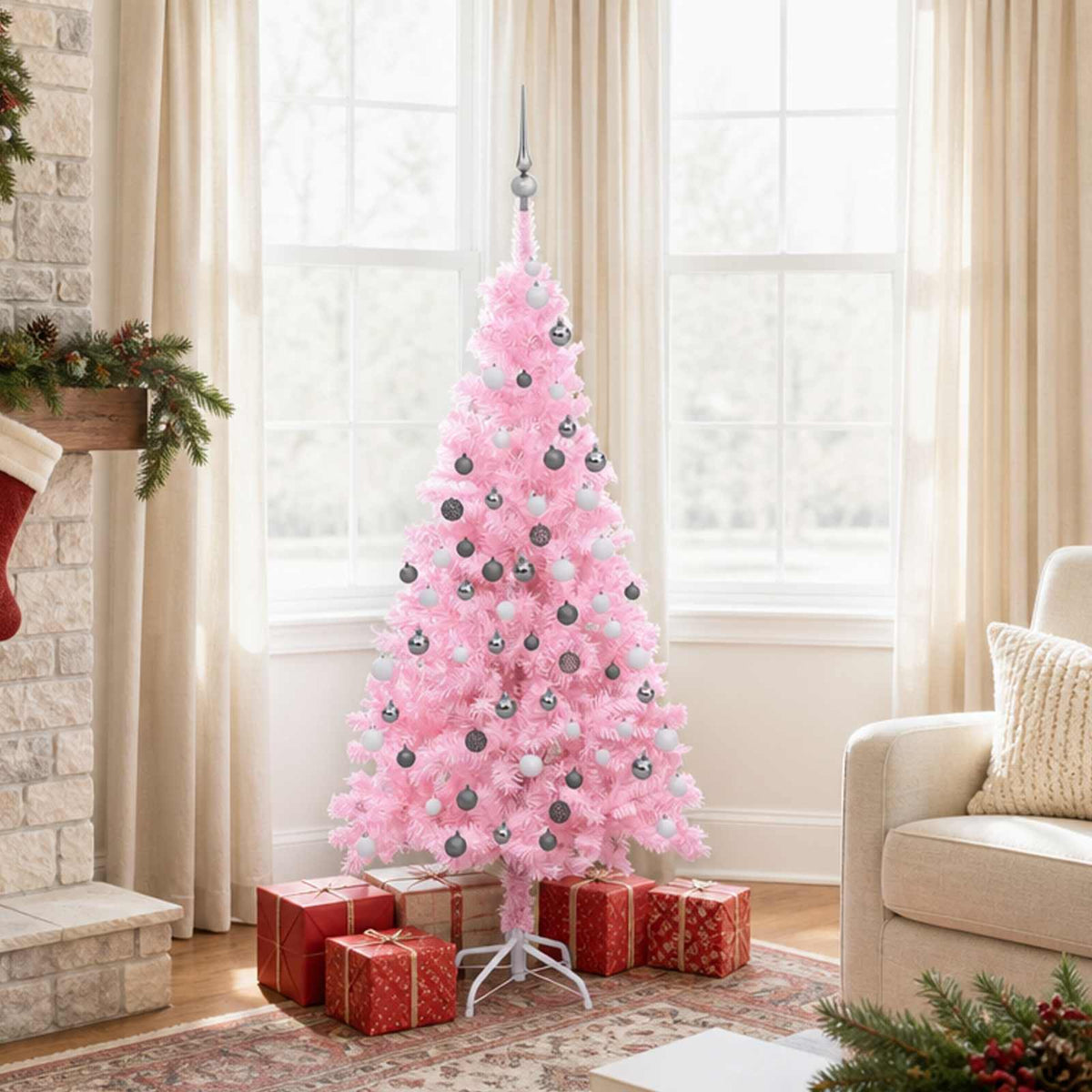 vidaXL Christmas Tree PVC 150 cm Pink