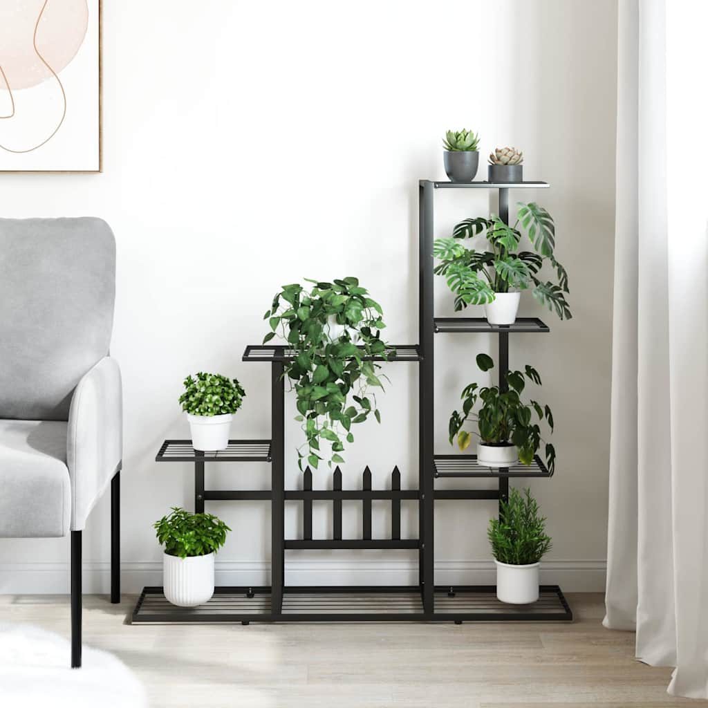 vidaXL Flower Stand 94.5x25x88 cm Black Metal 3