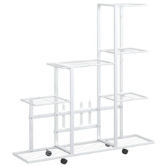 vidaXL Plant Stand | White | Metal | Medium | Rollable | Plant Stand 2