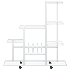 vidaXL Plant Stand | White | Metal | Medium | Rollable | Plant Stand 5