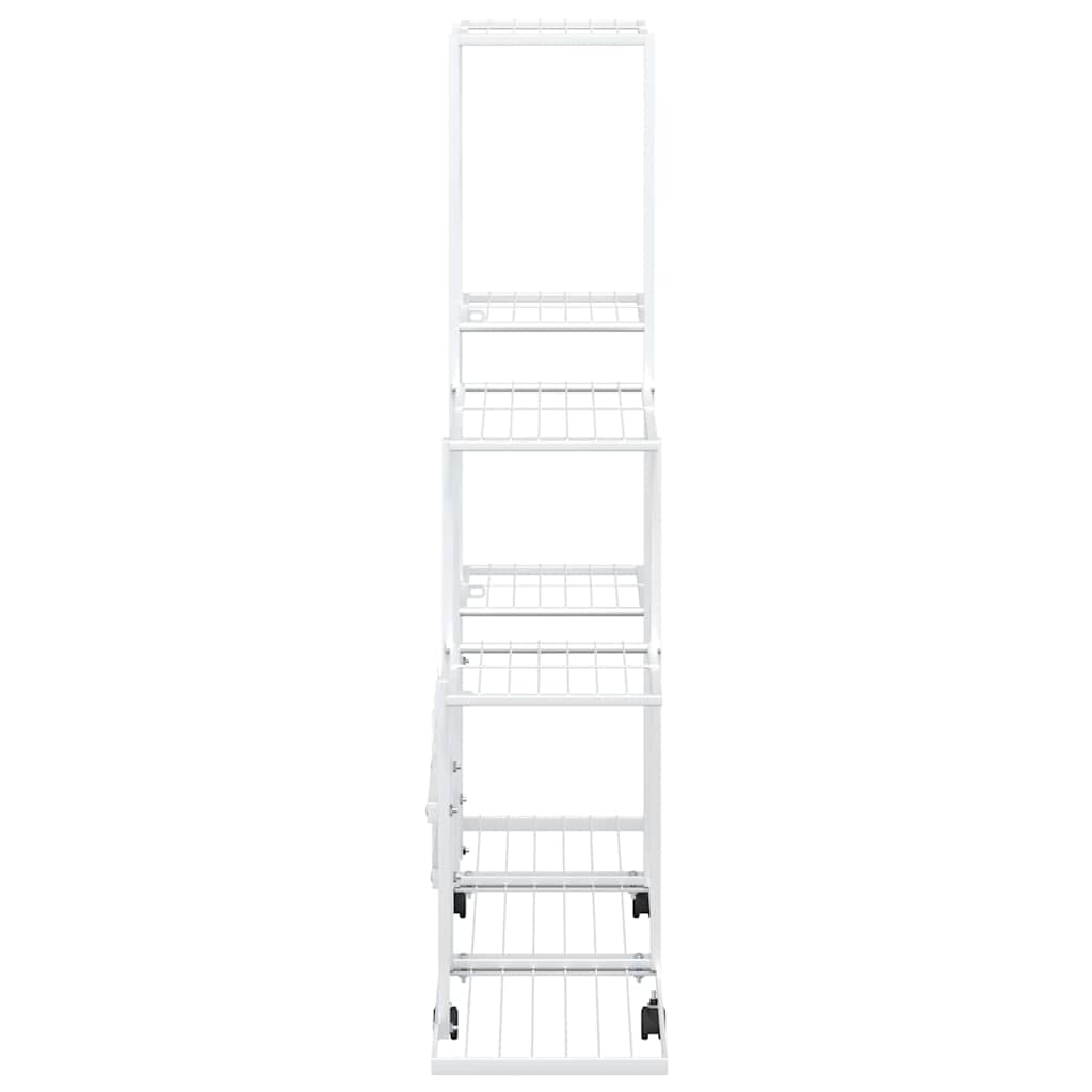 vidaXL Plant Stand | White | Metal | Medium | Rollable | Plant Stand 6