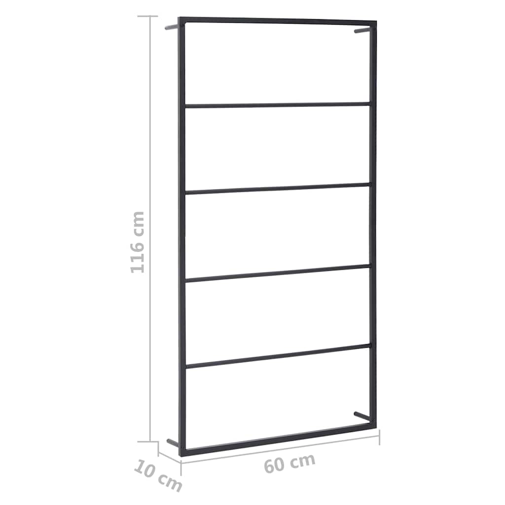 vidaXL Towel Rack | Black | Steel | 116 cm x 60 cm x 10 cm | Towel Rack 6
